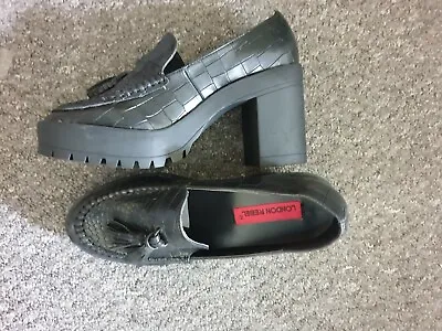 London Rebel Healed Black Shoe Size 4 • £39.99