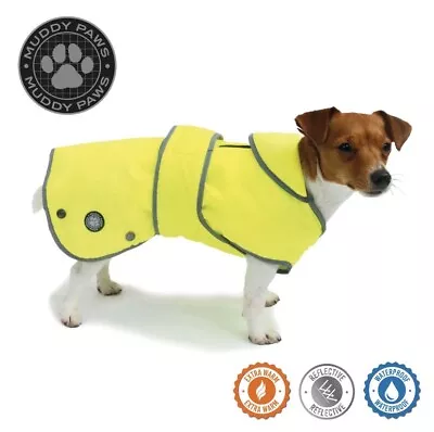 ANCOL MUDDY PAWS STORM GUARD DOG FLEECE LINED REFLECTIVE COAT XXL 70cm Hi-vis • £22.99