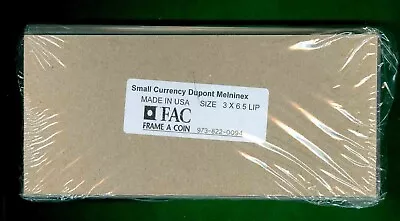 100 Frame A Coin Dupont Melninex Mylar Small Currency Sleeves 3 X 6.5 With Lip • $49.95