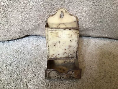 Vintage Tin/Metal Rustic Wall Mounted Match Box Holder Fulton Ill. U.S.A • $14.99