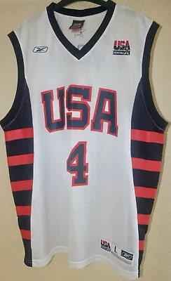 £34 • Buy * Vintage Allen Iverson #4 Team USA Basketball Reebok Jersey Large White, NBA *