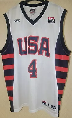 £34 • Buy * Vintage Allen Iverson #4 Team USA Basketball Reebok Jersey Large White, NBA *
