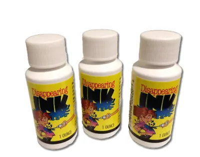 3 DISAPPEARING INK BOTTLE Prank Joke Gift Funny Toy Squirt Vanishing Blue Liquid • $8.89