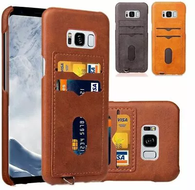 For Galaxy S9 S8 Plus S7 Note9 8 Case Leather Slim Wallet Card Holder Hard Cover • $8.90