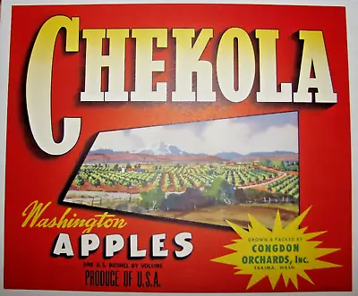 Original 1940s Chekola Apple Crate Label Yakima Washington Mt Adams Wide Hollow • $4.99