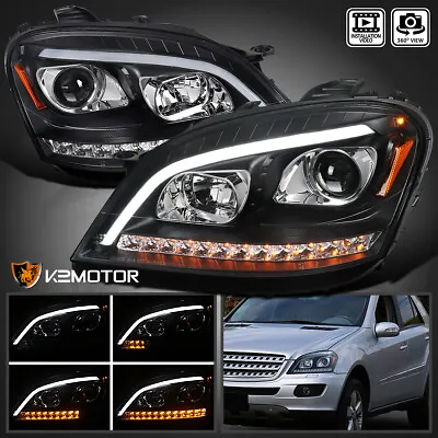 Black Fits 2006-2008 Mercedes Benz W164 ML350/500 LED Strip Projector Headlights • $345.38