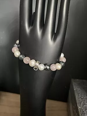 Thomas Sabo Rose Pearl Hamerite Charm Carrier Bracelet Size16 Cm • £19.99