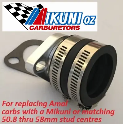 Mikuni Carb Mounting Flange 34mm ID 40mm Spigot Amal 2″ To 58mm Stud Centres • $48.93