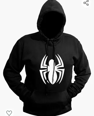 Marvel Spider Man Black Printed Hoodie Sweatshirt Size Large • £14.99