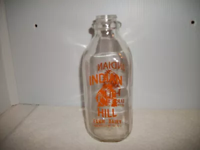 Indian Hill Farm Dairy Vintage Quart Milk Bottle Greenville Maine Chief • $19.95