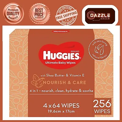 $26.50 • Buy Huggies Ultimate Nourish & Care Baby Wipes 256 Wipes 4x64pk