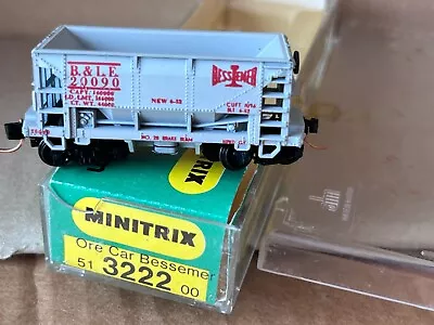 N Scale Minitrix Ore Car B&LE 3222 Bessemer 20090 -Micro-Trains Couplers • $21.99