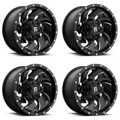 $1504 • Buy Set 4 18  Fuel 1PC D574 Cleaver 18x9 Gloss Black Milled 5x4.5 5x5 Wheels -12mm