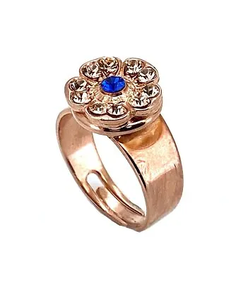 Ring By Mariana My Treasures Coll. Dainty Floral Peach & Capri Blue Swarovski... • $55