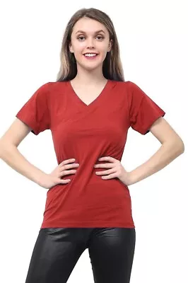 Woman's Ladies Tops Plain Short Sleeve V-NECK T-Shirt Top Plus Size Tops Shirts • £5.99