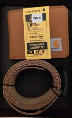 Carhartt Mens Nylon Duck Bifold RFID Blocking Wallet & XL Webbing Ladder Belt • $45.55