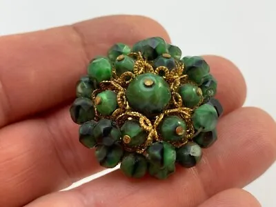 Vintage 1970s Czech Brooch Pins Metal Stone Glass Jewelry Women's Beautiful • $55