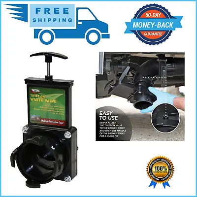 3  RV Waste Dump Gate Valve Twist-On Valve Mess-Free For RV's Campers Trailers • $31.99