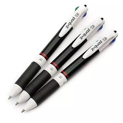 3 X Zebra Z-Quard Four Colour 4 In 1 Retractable Multi Ballpoint Pens - 1.0mm • £5.99