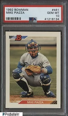 1992 Bowman #461 Mike Piazza Los Angeles Dodgers RC Rookie PSA 10 • $20.50