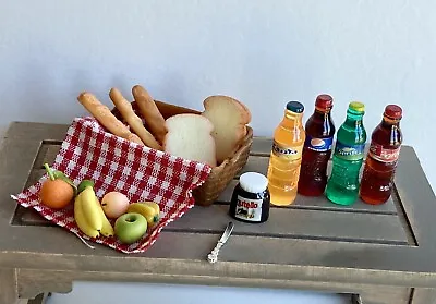 18 Pcs Food Bread Picnic Cloth Coke Soda Fruit Set 1/12 Dollhouse Miniature • $13.99