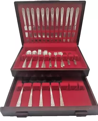 Rare 1935 Vintage Original William Rogers Silver Mist Marigold IS 64 Piece Set • $125