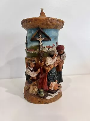 Vintage Large Gunter Kerzen Hand Carved Painted German Candle • 10” Tall 5” Base • $18.50