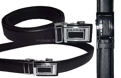 Lot Of 2 Men's Belt Black Leather Automatic Lock Belt Up To 44 Inches Dress Belt • $27.96