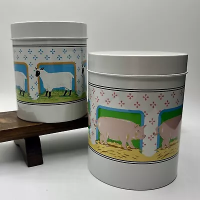 Vintage Vandor Country Farm Animal Tin Canisters Pelzman Designs Sheep Pig • $12