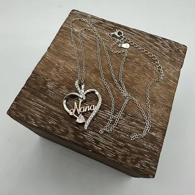 Nana Sterling Silver Rose Gold Heart CZ Necklace • $33.99
