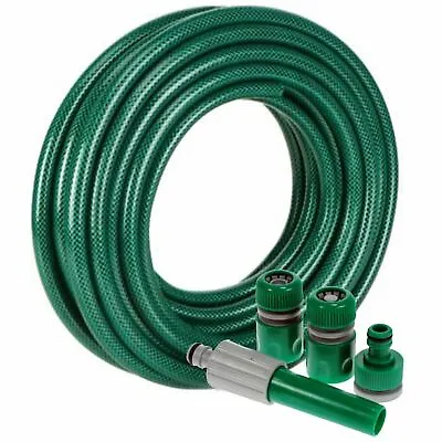 £11.99 • Buy 10m-30m Reinforced Garden Hose Pipe Tube Set Spray Watering Nozzle Set Fittings