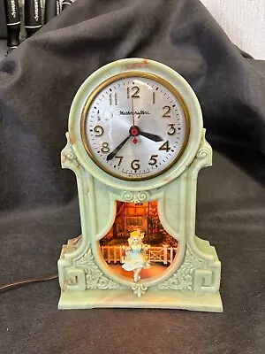 Mastercrafters Green Onyx Swinging Girl Clock-Clock Light + Swing All Work!! • $79.95