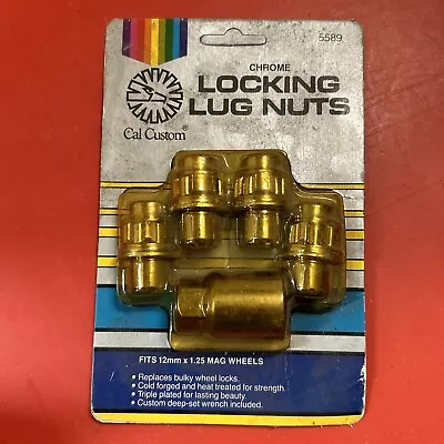 Vintage Cal Custom Chrome Lug Nuts  Lock Set #5589 Fits 12mm X 1.25 Mag Wheels • $14.99
