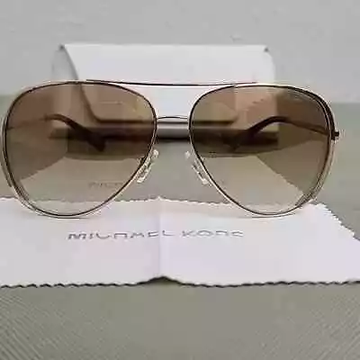 Michael Kors Chelsea Bright Womens Aviator Sunglasses Brown Tint Gold MK1101B • $105.09