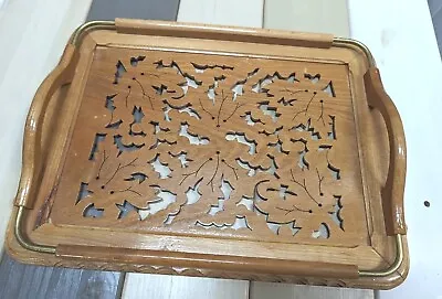 VTG French Acorn Oak Wood Ornate Serving Tray 70s Retro HandCrafted Artisan Gift • $79.80