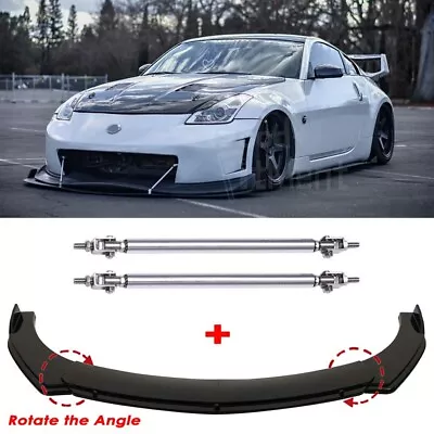 For Nissan 350Z 370Z GT Altima Gloss Black Front Lip Spoiler Body Kit+Strut Rods • $94.75