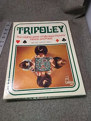 Tripoley Deluxe Mat Cadaco 1969 No. 111  Michigan Rummy Poker Vinyl Mat + Cards • $10.25