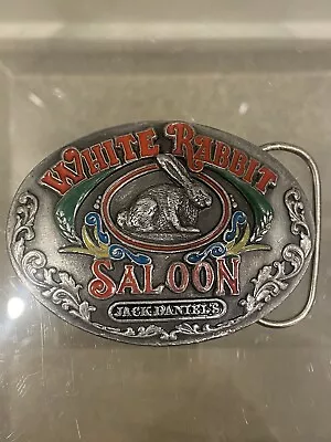 Vintage 1992 Jack Daniels White Rabbit Saloon L-190E Bergamot Belt Buckle • $30
