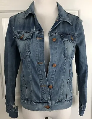 Madewell Distressed Jean Jacket Extra Small XS Blue Denim Wash Classic Women’s • $25.99