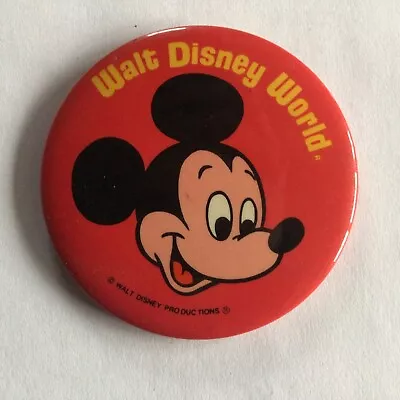 $1.99 • Buy Disney World Vintage Pinback Button 70's Pin Mickey Mouse 3.5  Width