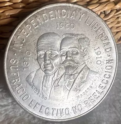 MEXICO 1960 Hidalgo Y Madero Diez Pesos KM# 476 .900 SILVER COIN COMMEMORATIVE • $31.07