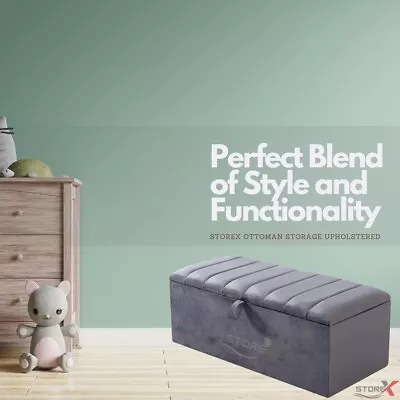 STOREX Ottoman Storage Upholstered Blanket Box For Living Room Furniture Sale UK • £56.95