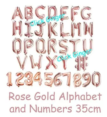 $1.50 • Buy Rose Gold Alphabet Letters Numbers Foil Balloon 14inch 35cm Air Fill Banner Pink