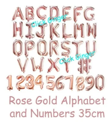 $1.50 • Buy Rose Gold Alphabet Letters Numbers Foil Balloon 14inch 35cm Air Fill Banner Pink