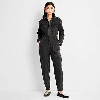 Women's Long Sleeve Denim Jumpsuit - Universal Thread • $19.99