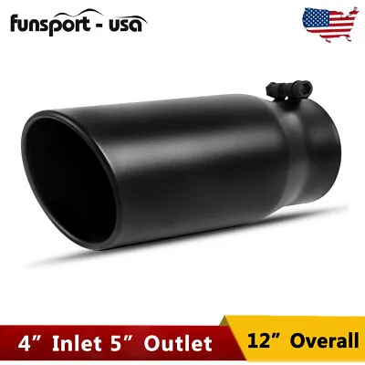 4  Inlet Black Exhaust Tip 5  Outlet 12  Overall Powder Coated Tailpipe Bolt-On • $23.90