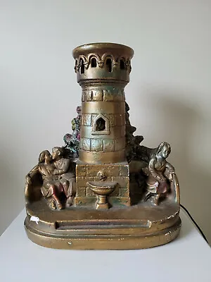 Vintage Rare 30-40’s Chalkware Castle Lovers Table Lamp Decor • $19.99