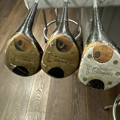 Lot Of 3 MacGregor Eye-O-Matic Woods; 1 3 4 Vintage Golf Clubs Pro Pel Action • $40