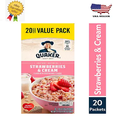 New Quaker Instant Oatmeal Strawberry & Cream 1.1 Oz 20 Packets • $10.88