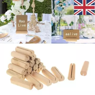 20pcs Rustic Wood Place Card Holders Card Photo Clip For Wedding Party Table • £7.99